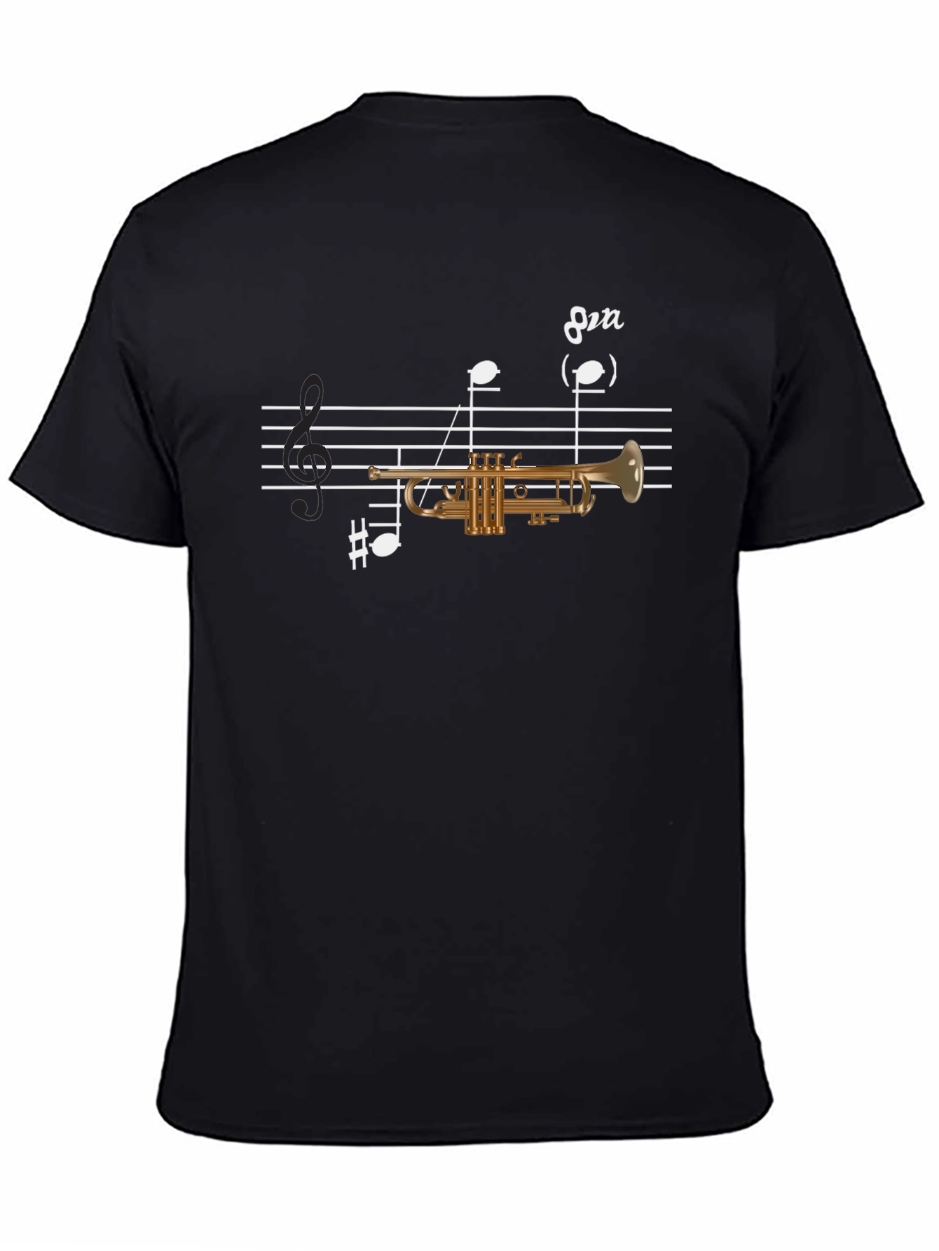 Black Trumpet Music Tee - Musician's Graphic T-Shirt view 4