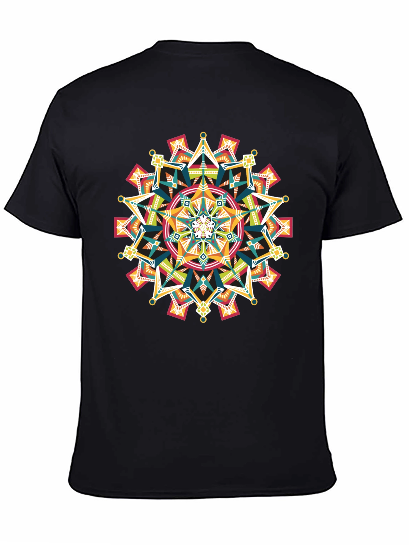 Black Geometric Mandala Graphic Black T-Shirt view 4