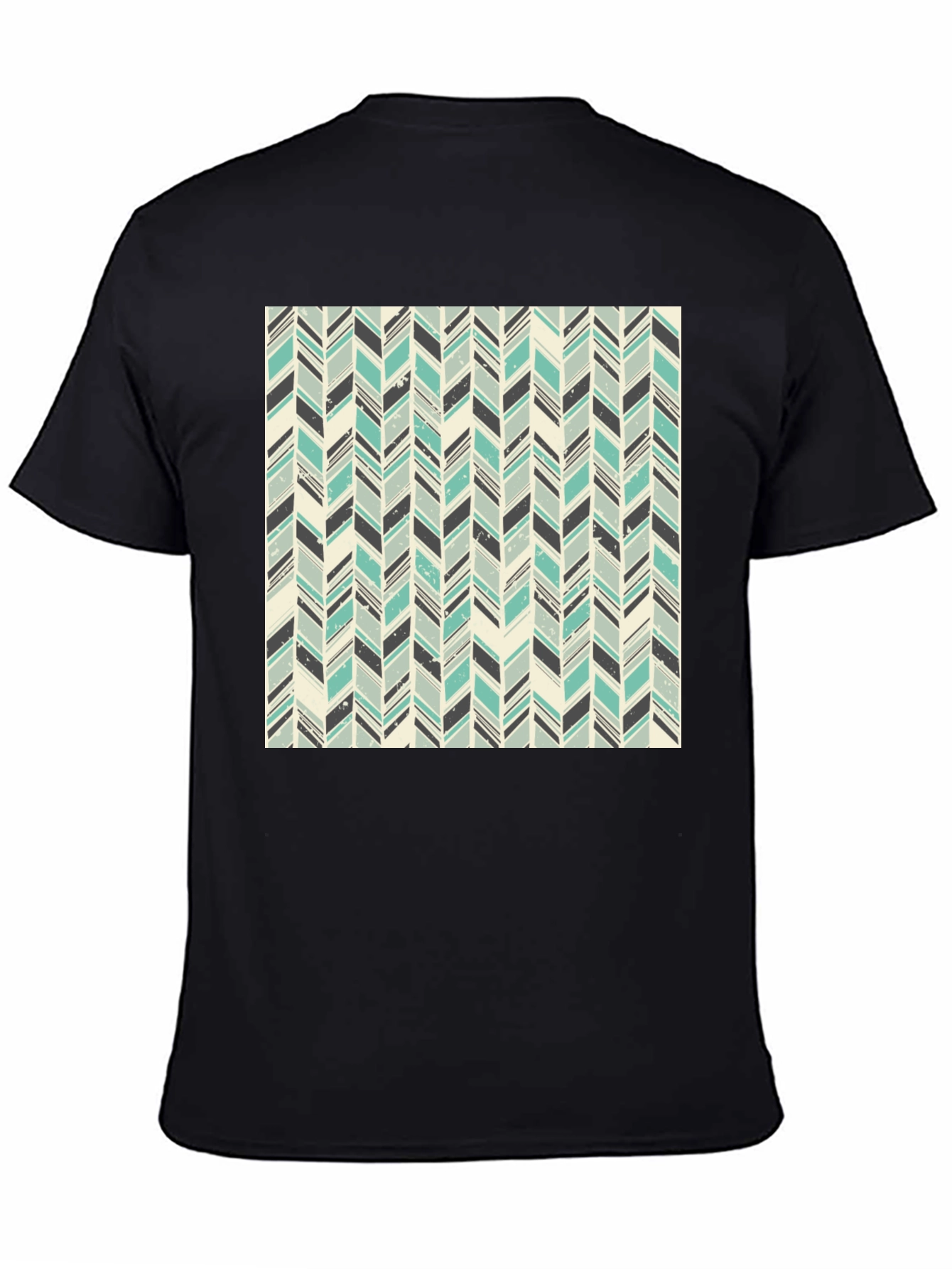 Black Herringbone Pattern T-Shirt - Stylish Casual Tee view 4