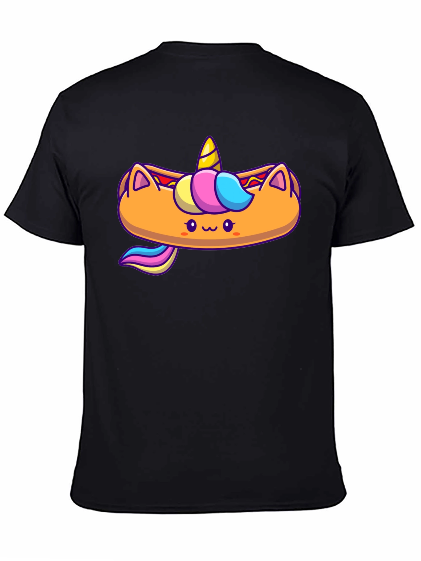 Black Unicorn Hotdog Graphic Tee - Men's Black T-Shirt view 4