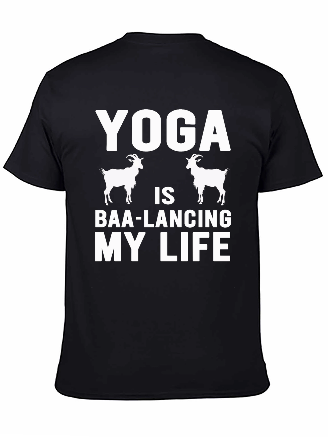 Black Yoga Goat T-Shirt - Baa-lancing My Life Tee view 4