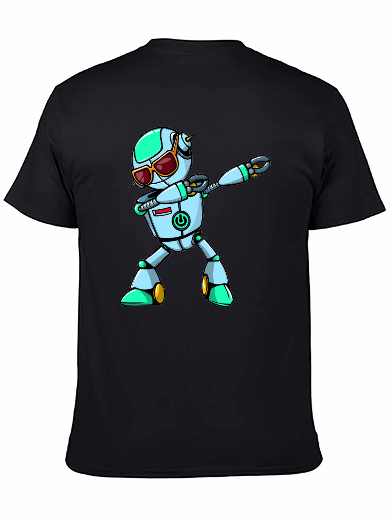 Black Dabbing Robot Graphic Tee - Cool Sci-Fi T-Shirt view 4