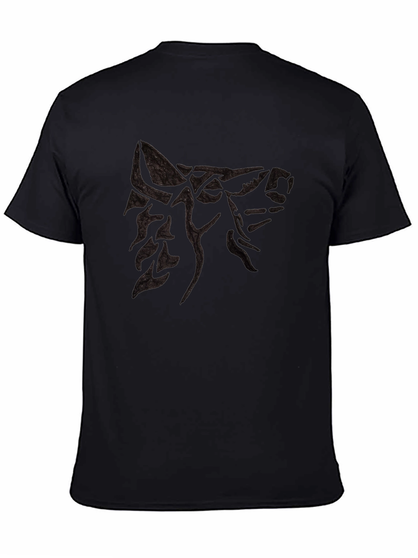 Black Men's Black T-Shirt with Wolf Design view 4