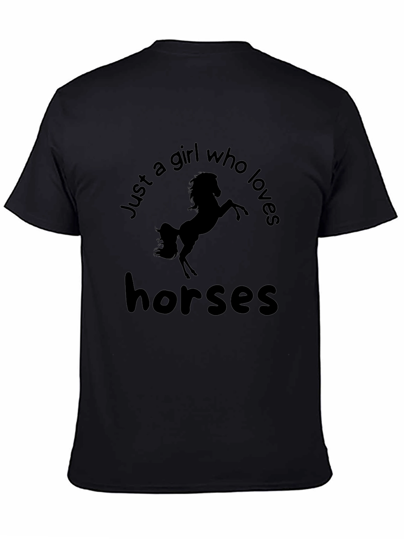 Black Girl Who Loves Horses Black Graphic Tee view 4