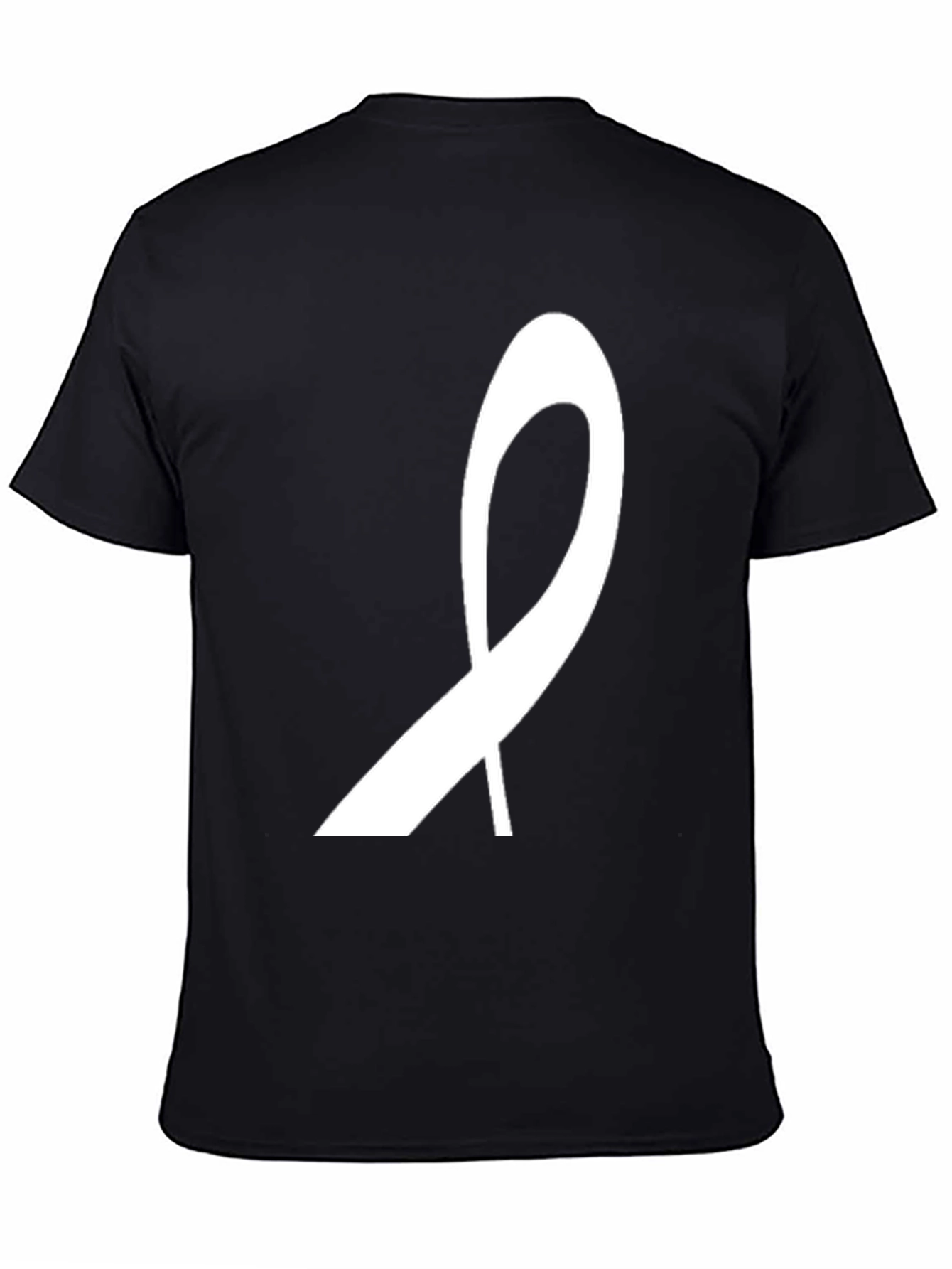 Black T-Shirt with White Awareness Ribbon Design - 4