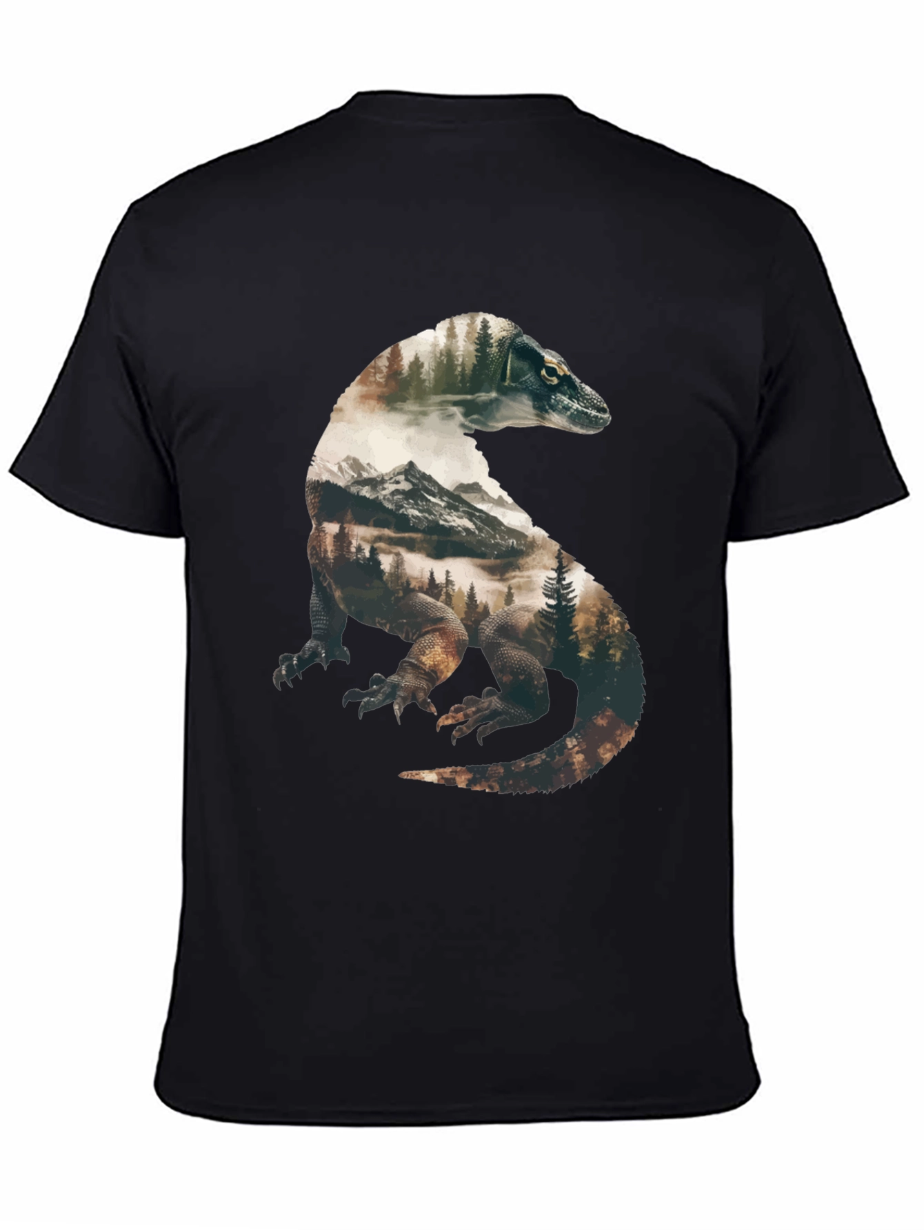 Black Komodo Dragon Nature Graphic Tee view 4