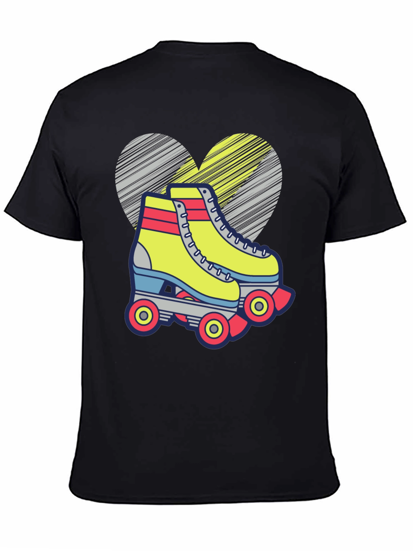Black Retro Roller Skate T-Shirt - Fun Heart Design view 4