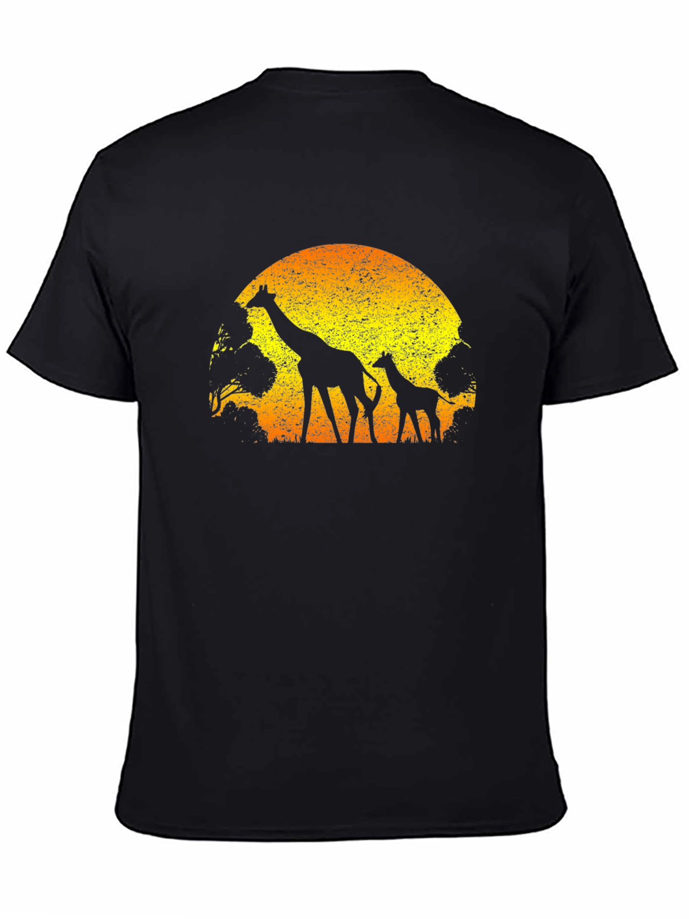 Black Giraffe Sunset Graphic Tee - Black Cotton T-Shirt view 4