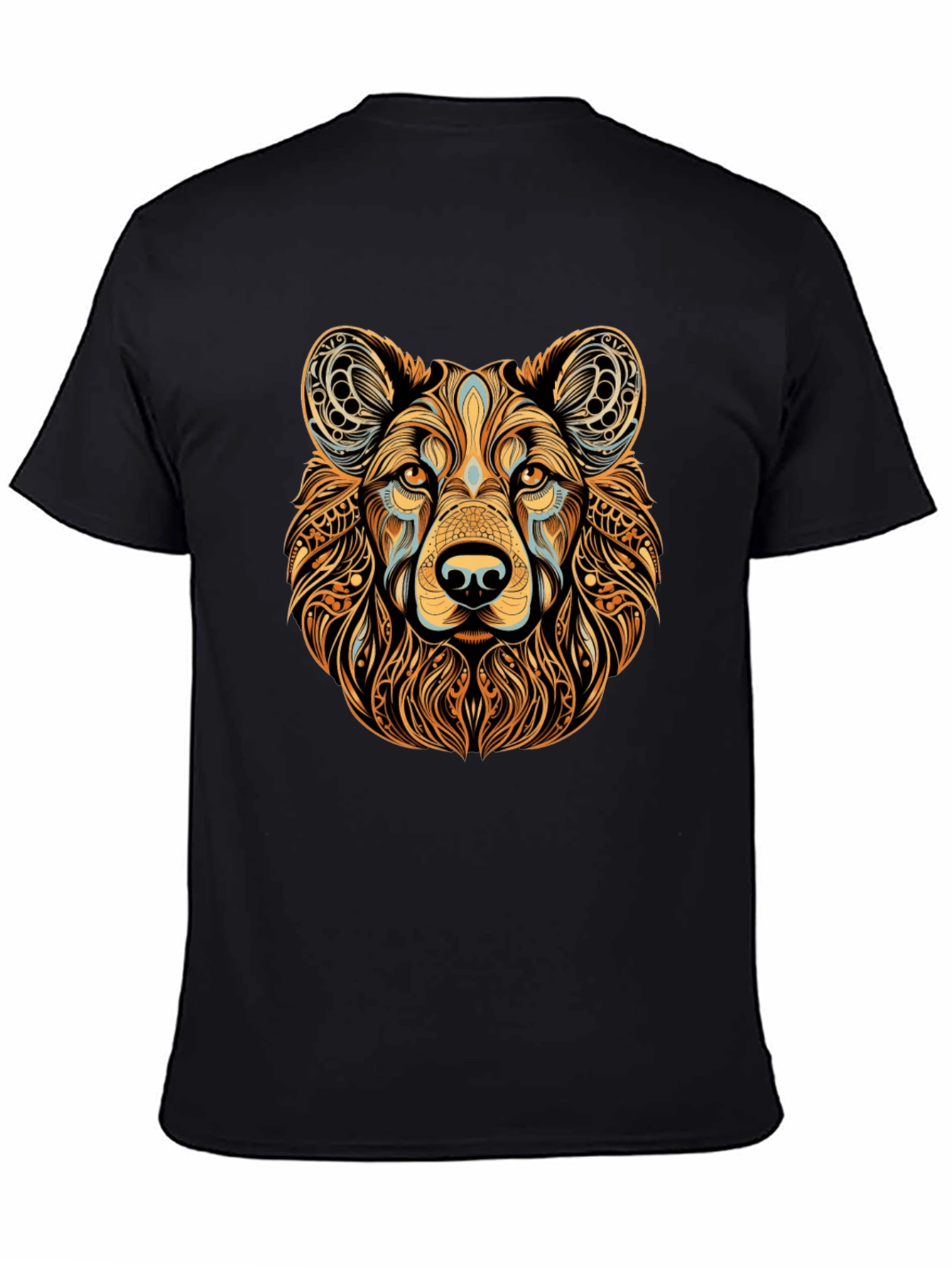 Black Tribal Bear Graphic Black T-Shirt view 4