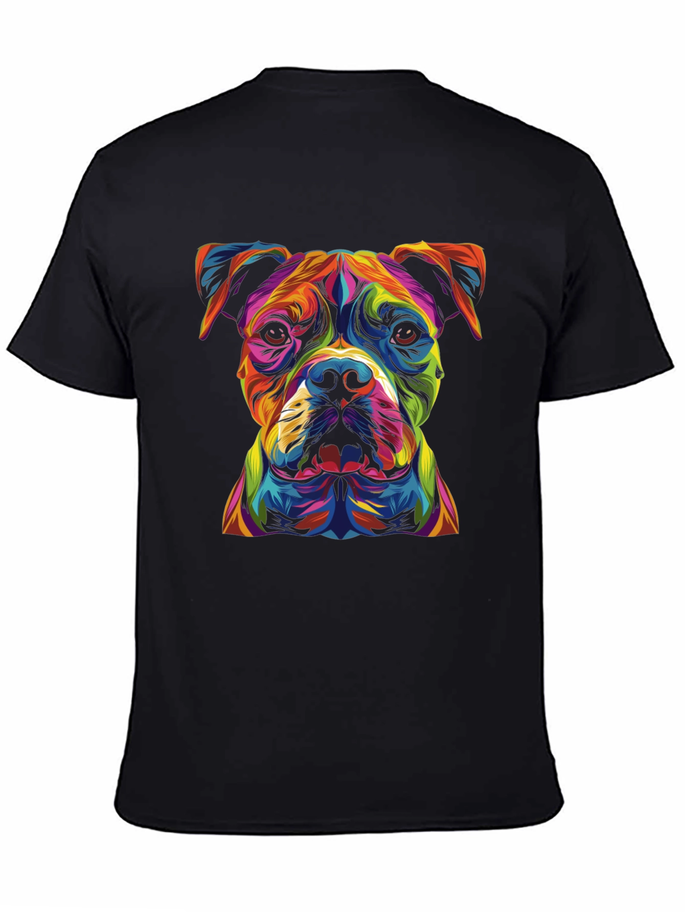 Black Colorful Dog Graphic Black T-Shirt view 4