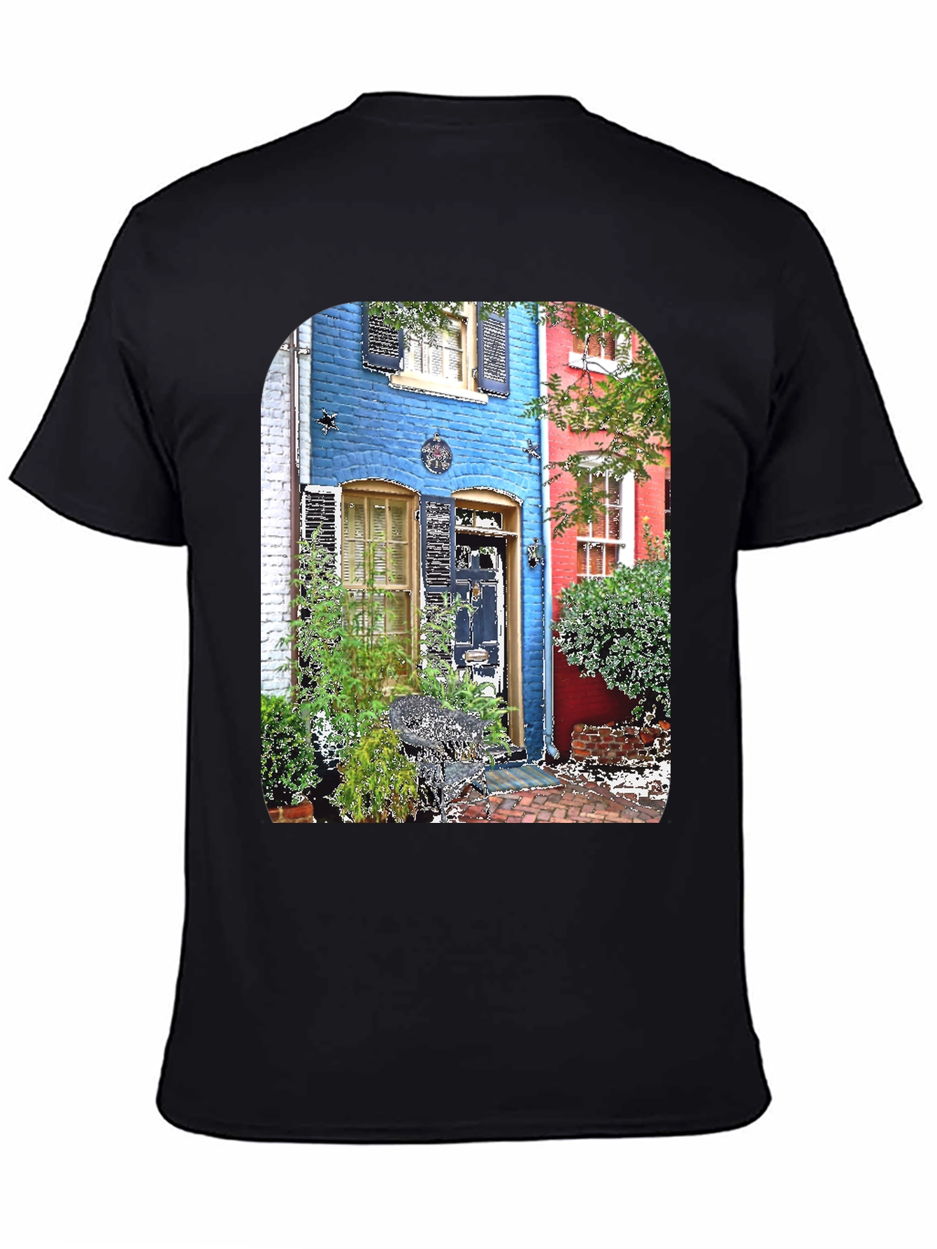 Black Colorful Townhouse T-Shirt view 4