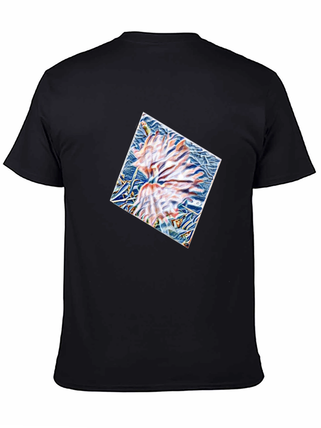 Black Abstract Floral Print Black T-Shirt view 4