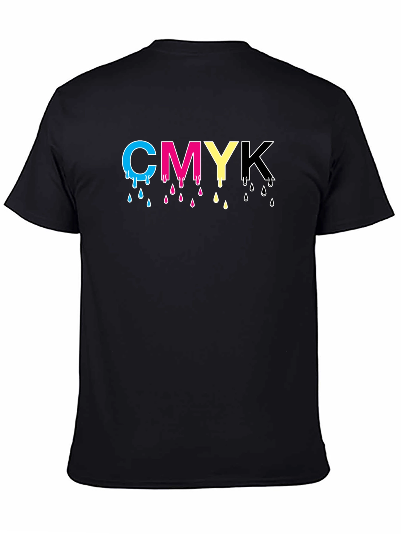 Black CMYK Dripping Letters Graphic T-Shirt view 4