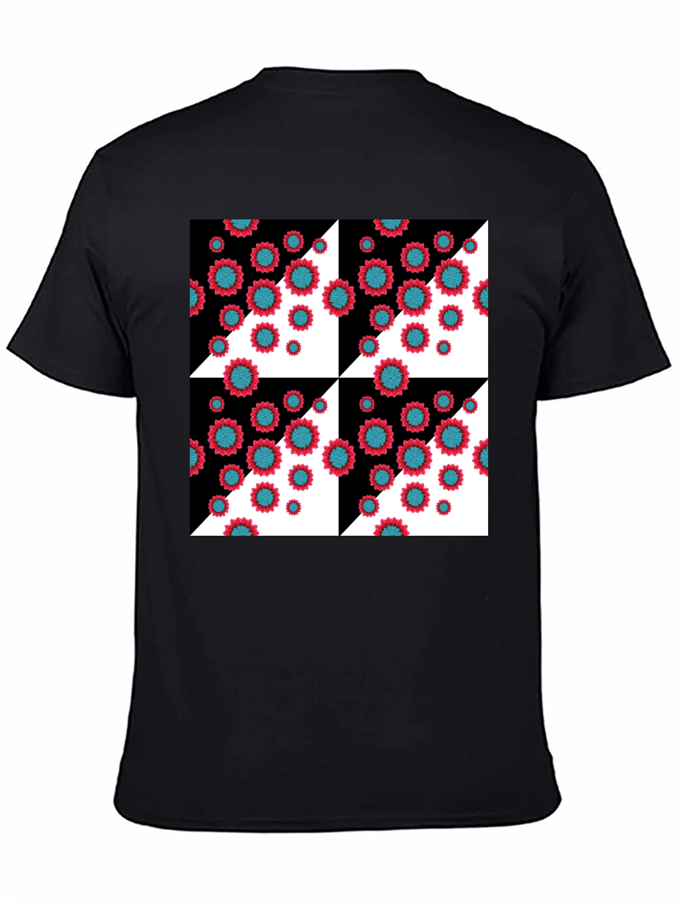 Black Floral Pattern Black T-Shirt view 4