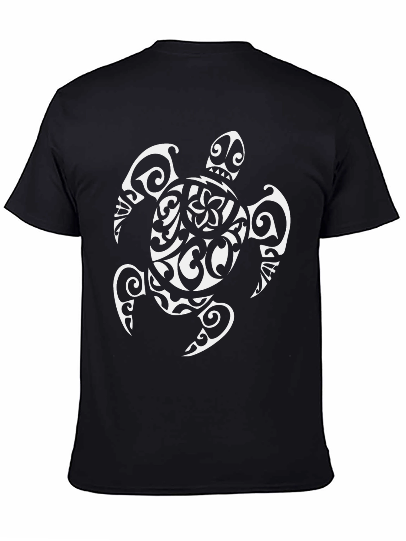 Black Tribal Sea Turtle Graphic Tee - Black view 4
