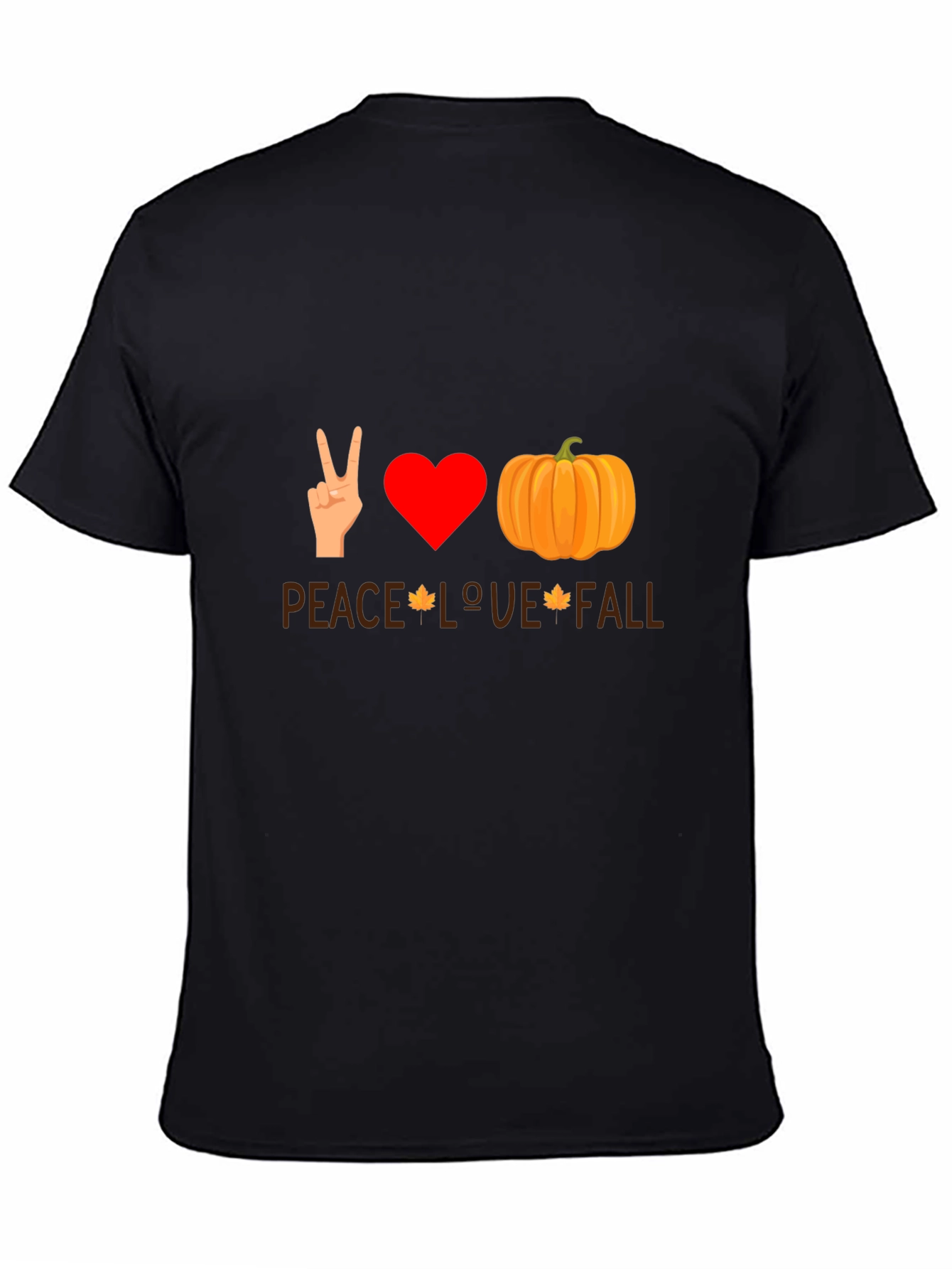 Black Peace Love Fall T-Shirt - Autumn Themed Tee view 4