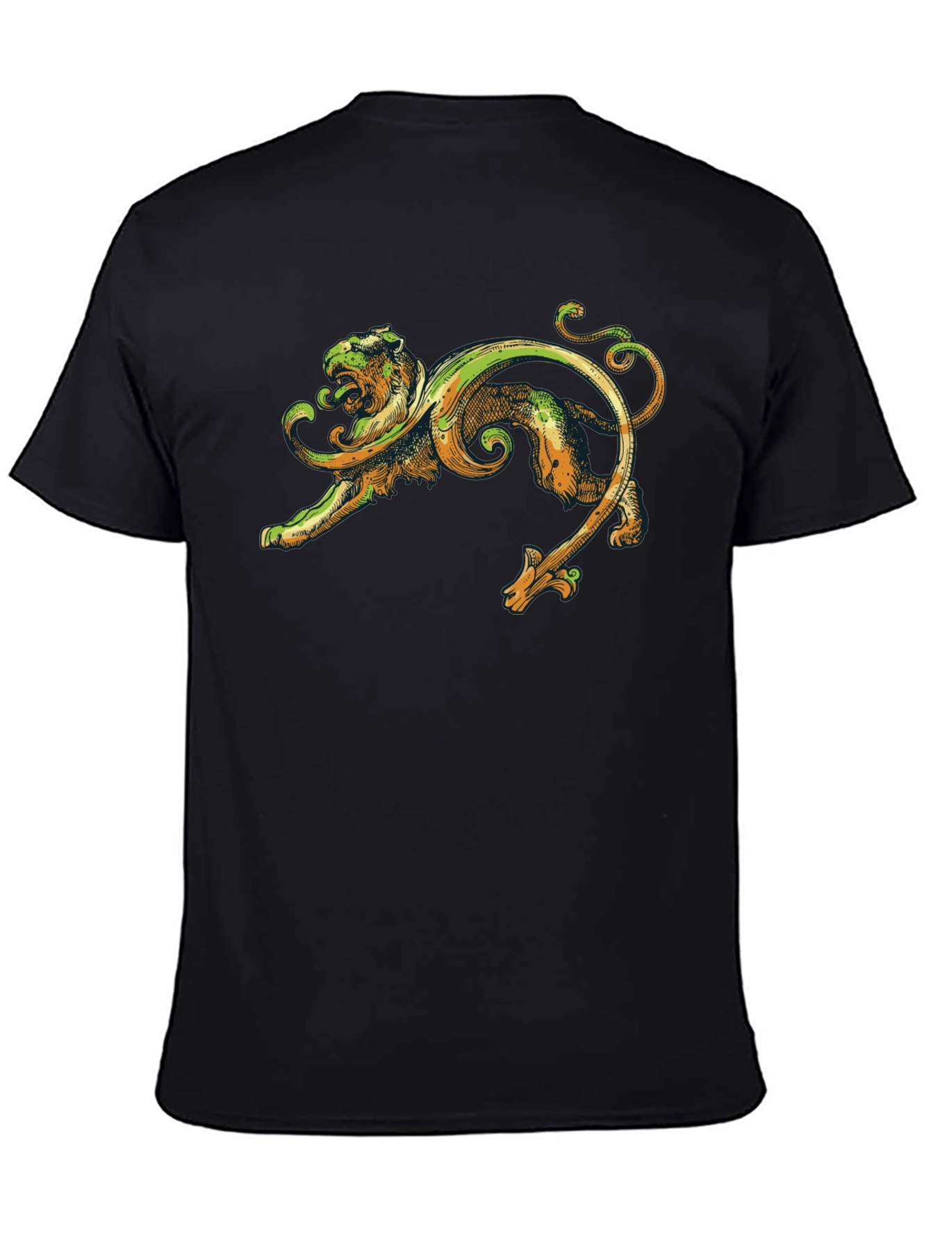Black Ornate Lion Graphic Black T-Shirt view 4