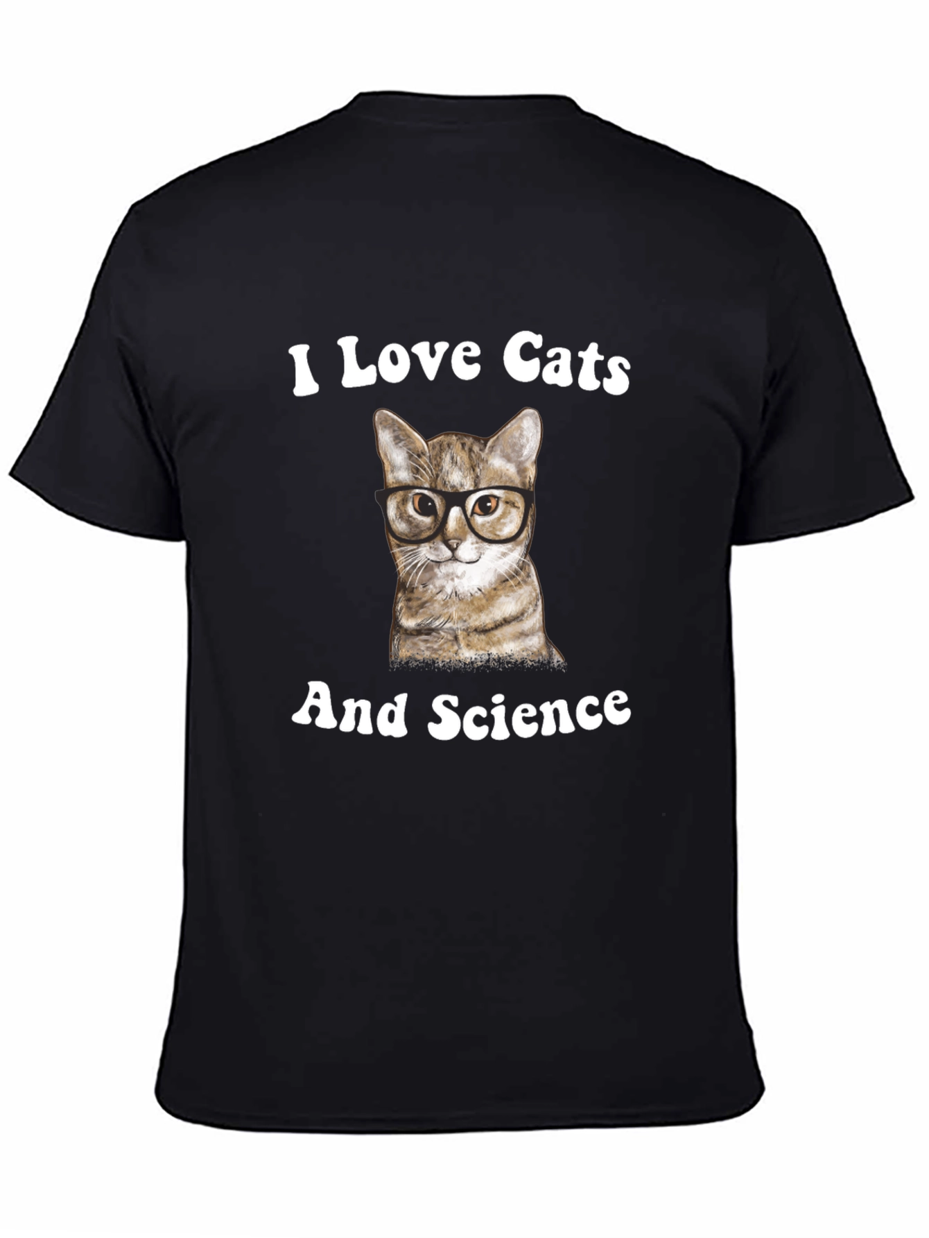 Black I Love Cats And Science T-Shirt view 4
