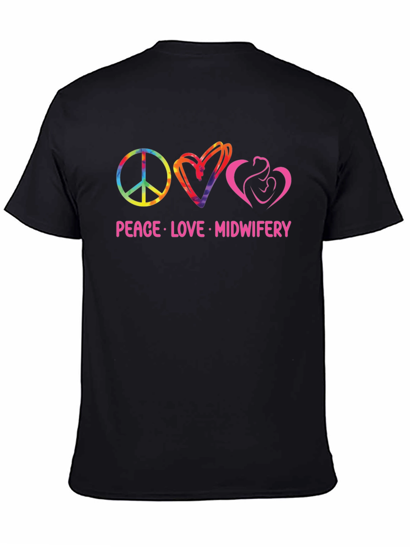 Black Peace Love Midwifery Graphic T-Shirt view 4