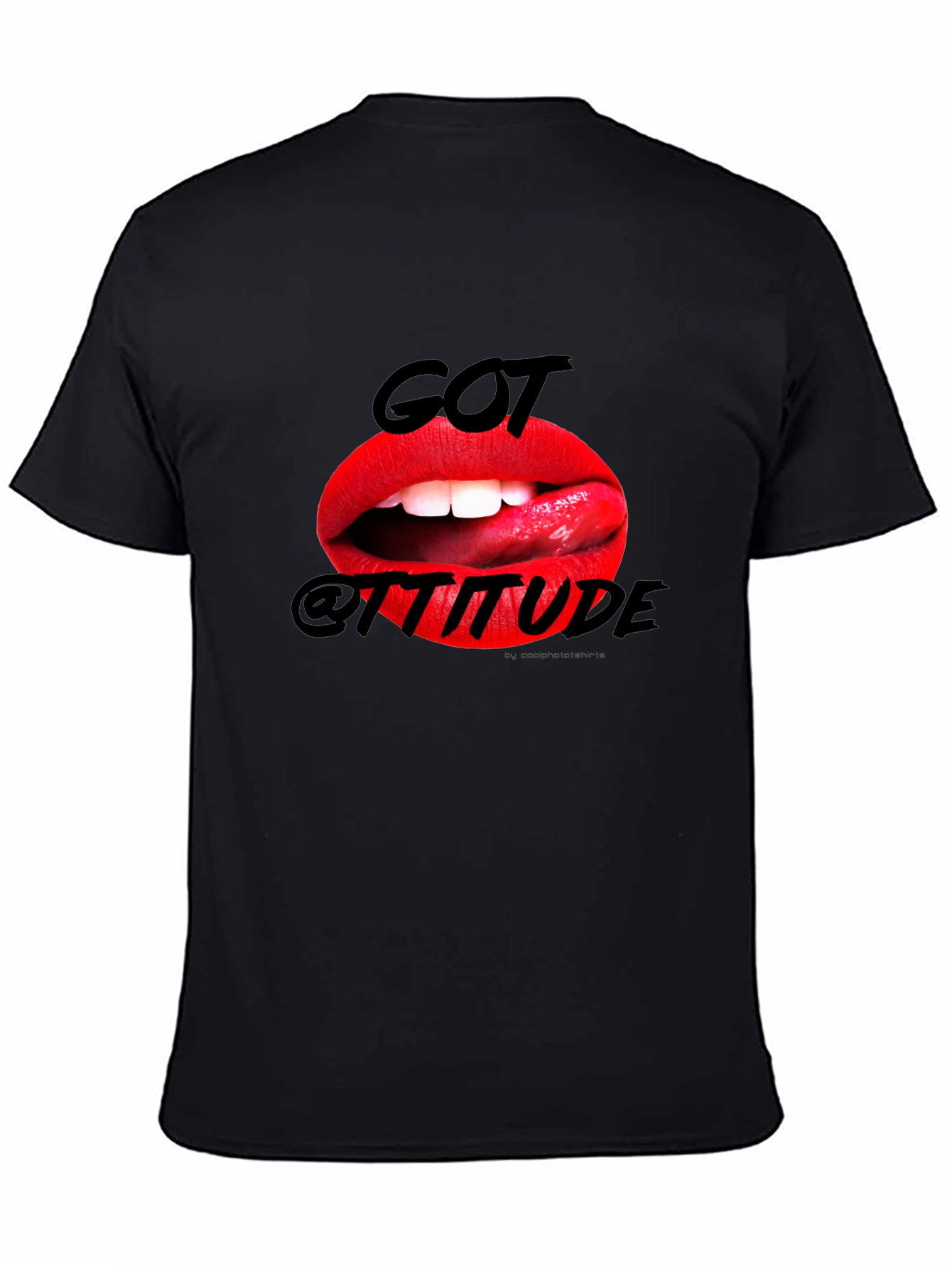 Black Got Attitude Graphic Print Men's Black T-Shirt view 4