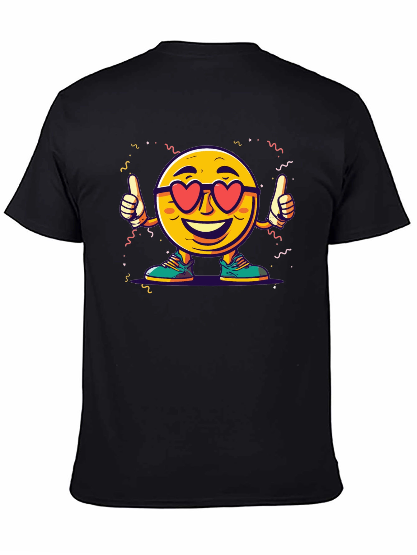Black Cool Emoji Heart Eyes Graphic T-Shirt view 4