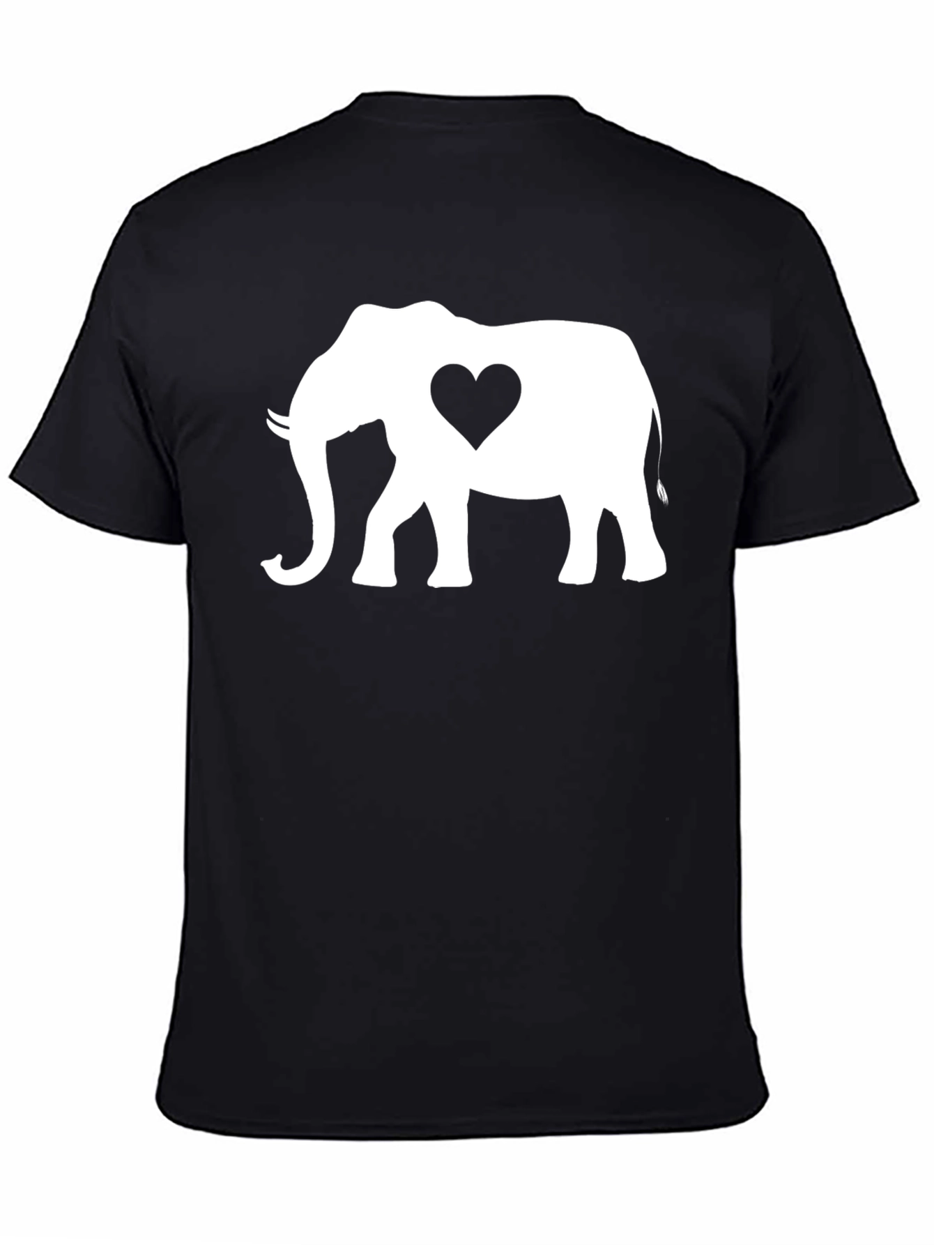Black Elephant Heart Graphic Tee - Black Cotton Blend view 4