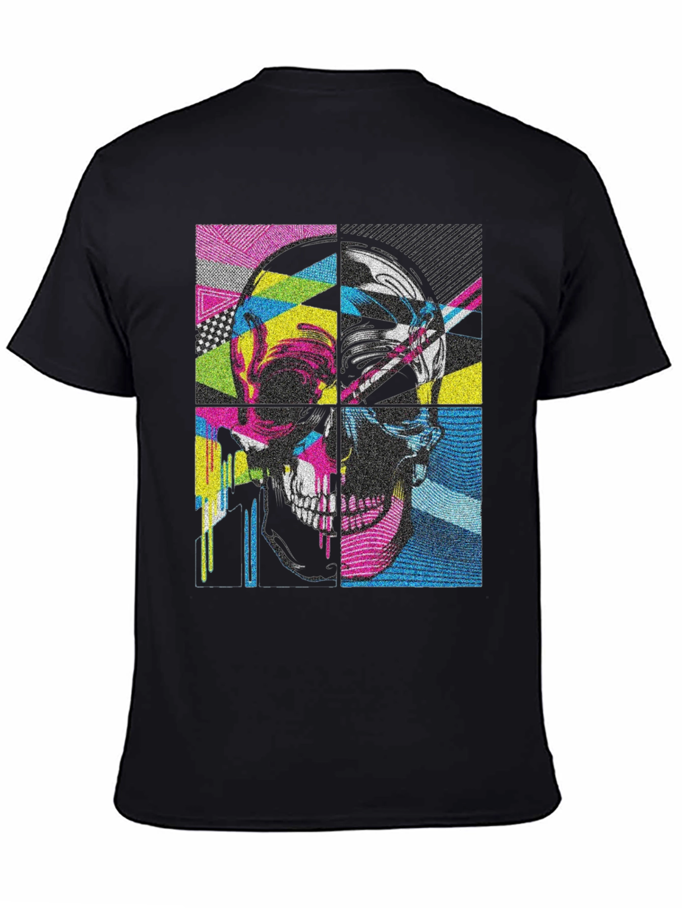 Black Pop Art Skull Graphic Tee - Black view 4