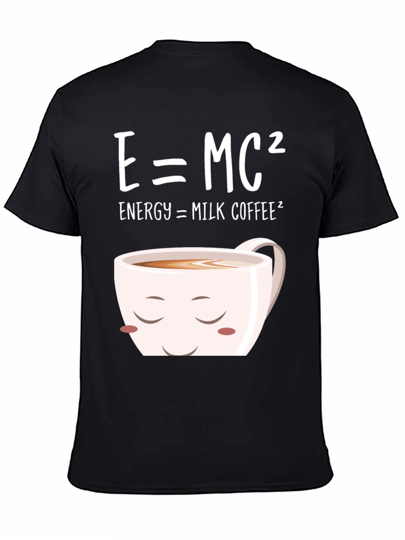 Black E=MC² Milk Coffee T-Shirt - Humorous Science Tee view 4