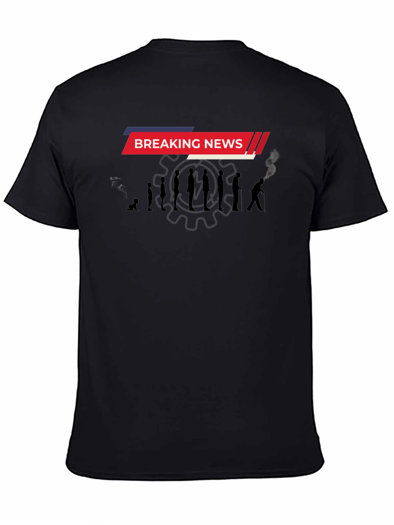 Black Breaking News Evolution Men's Black T-Shirt view 4