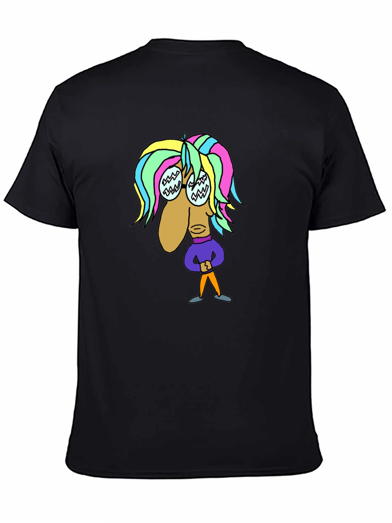 Black Cartoon Character Black T-Shirt view 4