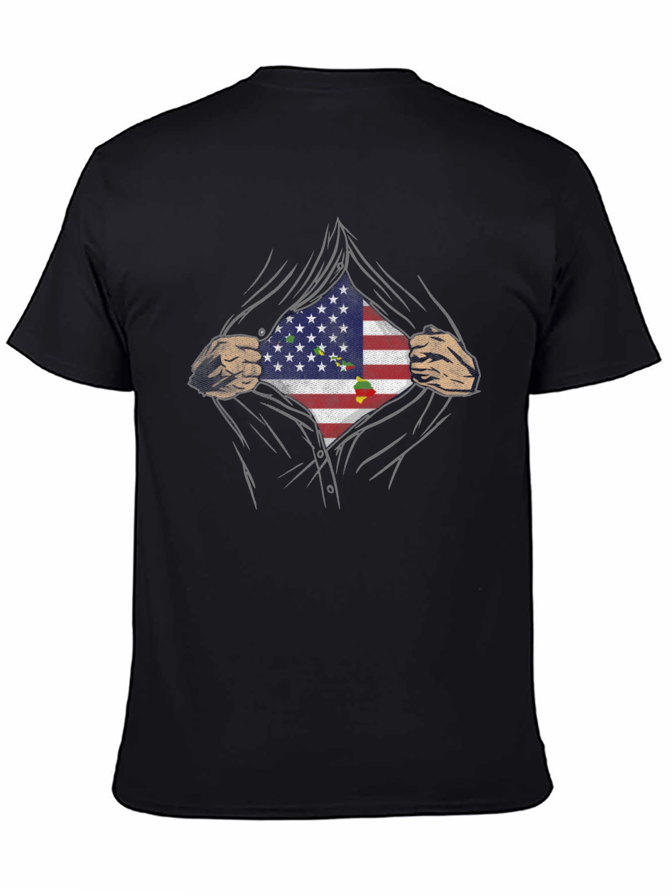 Black USA Flag Hero Graphic Tee - Black view 4