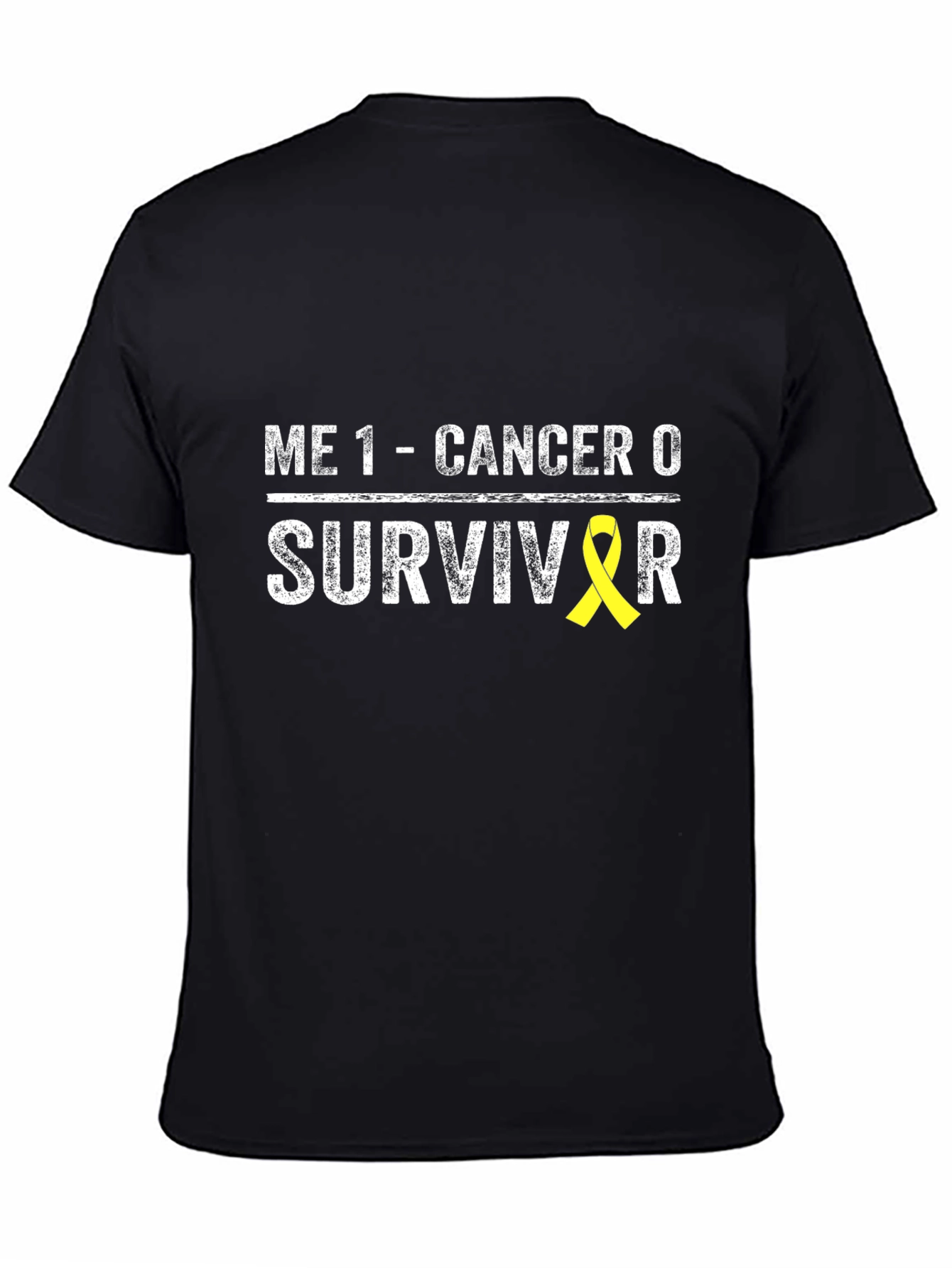 Black Cancer Survivor T-Shirt - Me 1 Cancer 0  view 4