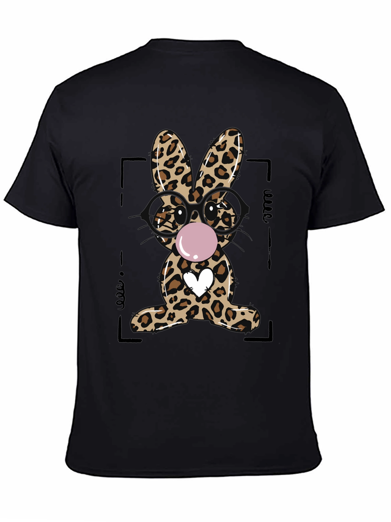 Black Leopard Print Bubblegum Bunny T-Shirt view 4