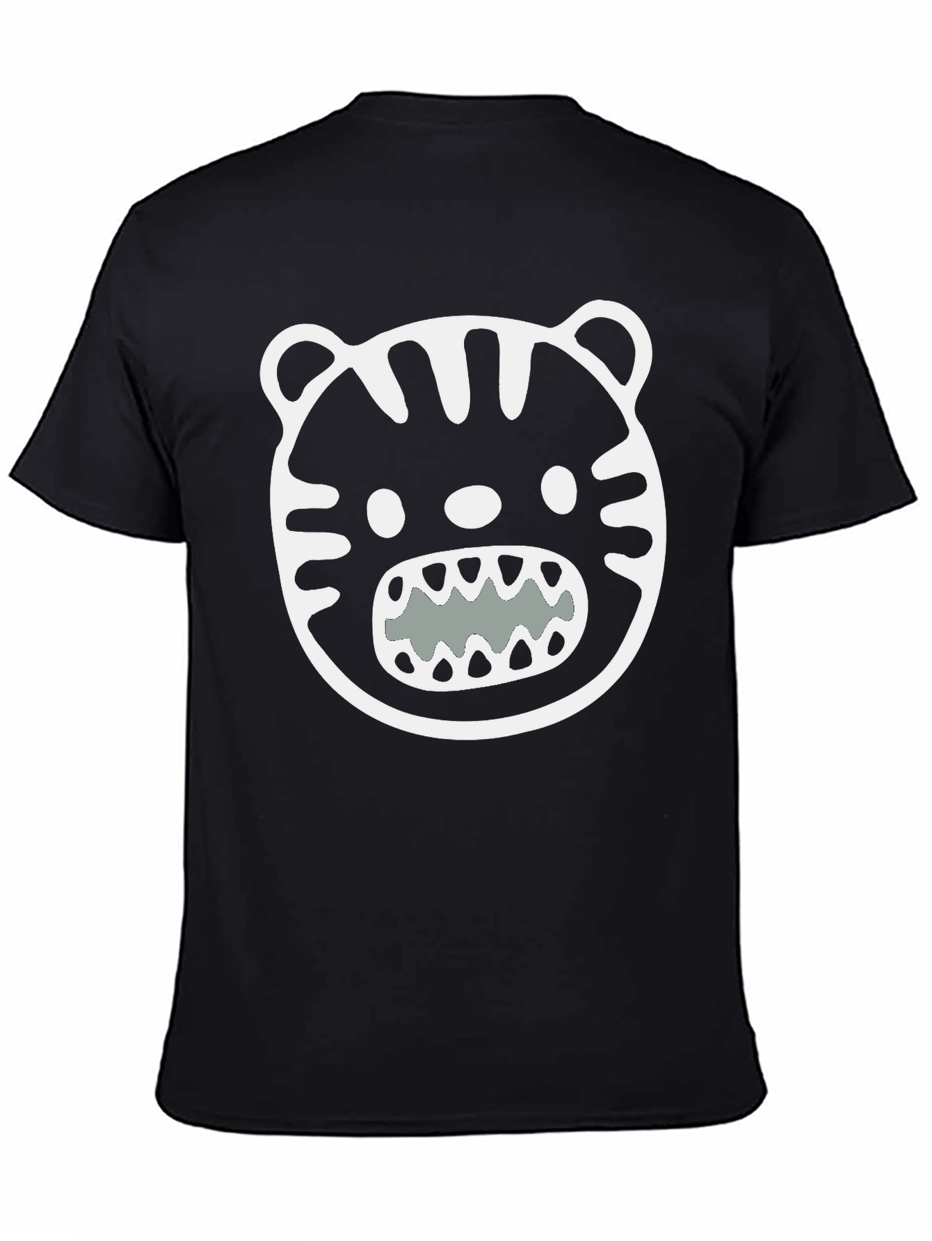Black Cool Graphic Tee - Black Tiger Face T-Shirt view 4