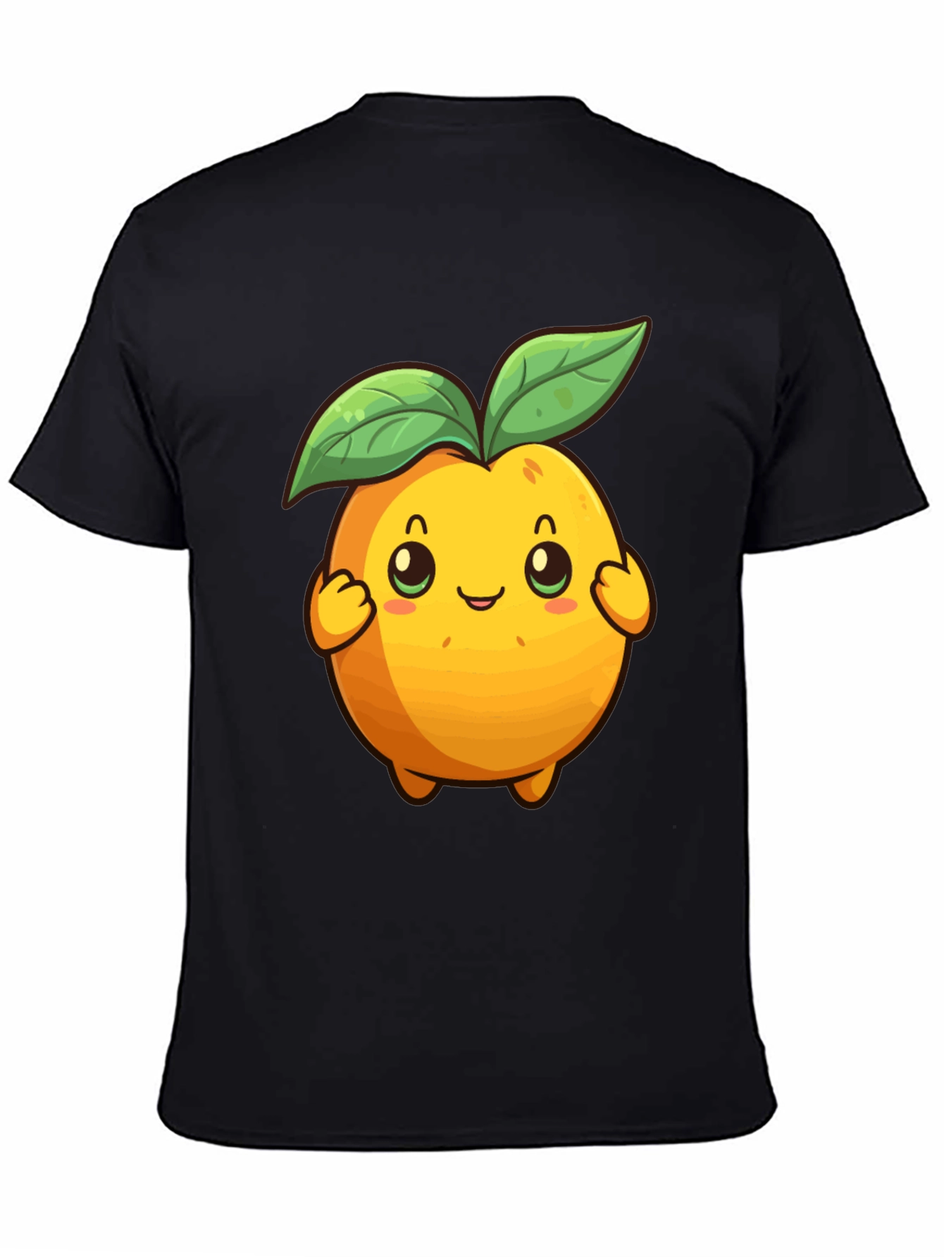 Black Cute Cartoon Fruit Graphic Tee - Black view 4