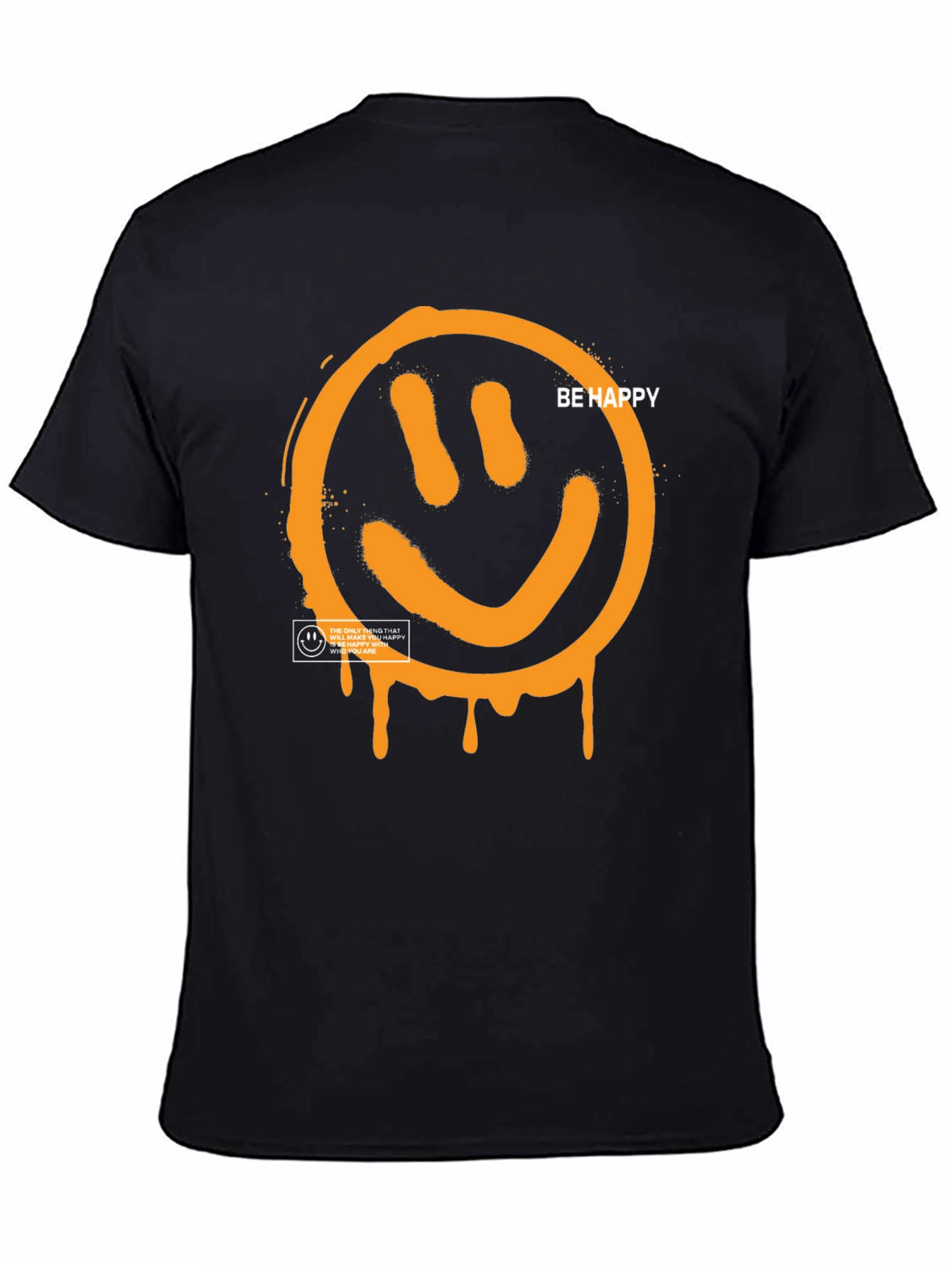 Black Be Happy Graphic Tee - Black view 4