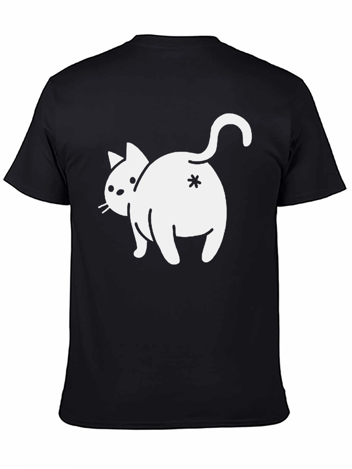 Black Funny Cat Butt T-Shirt - Asterisk Design view 4
