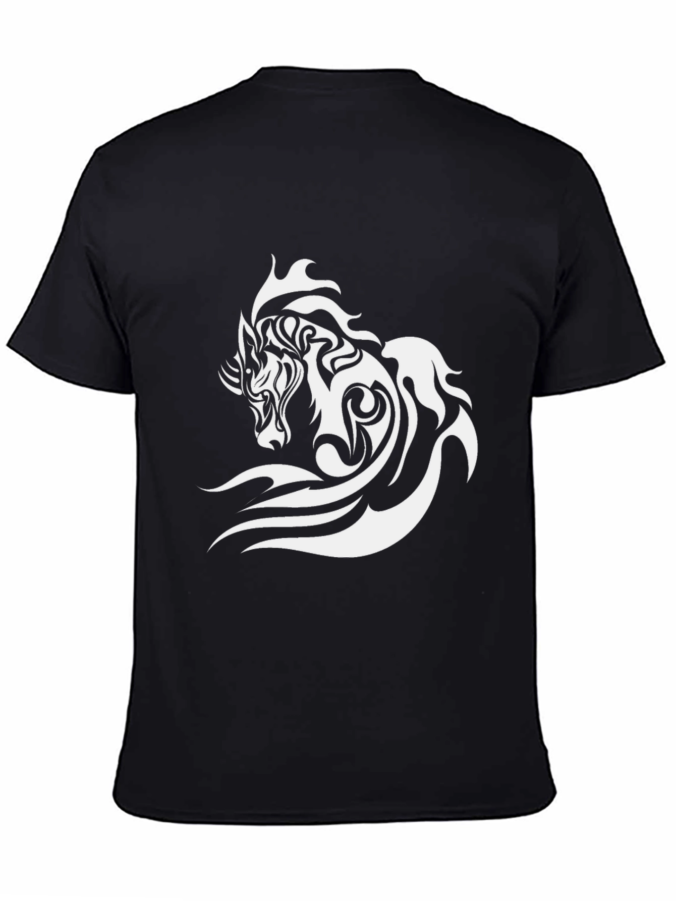 Black Tribal Horse Graphic T-Shirt - Black view 4