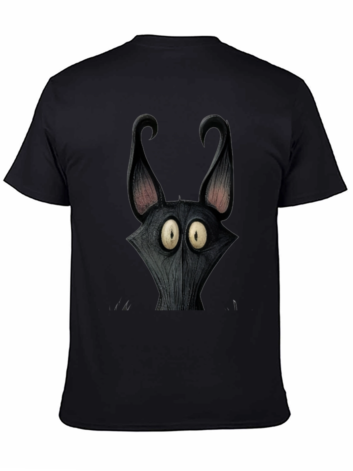 Black Men's Black Cartoon Character Graphic Tee view 4