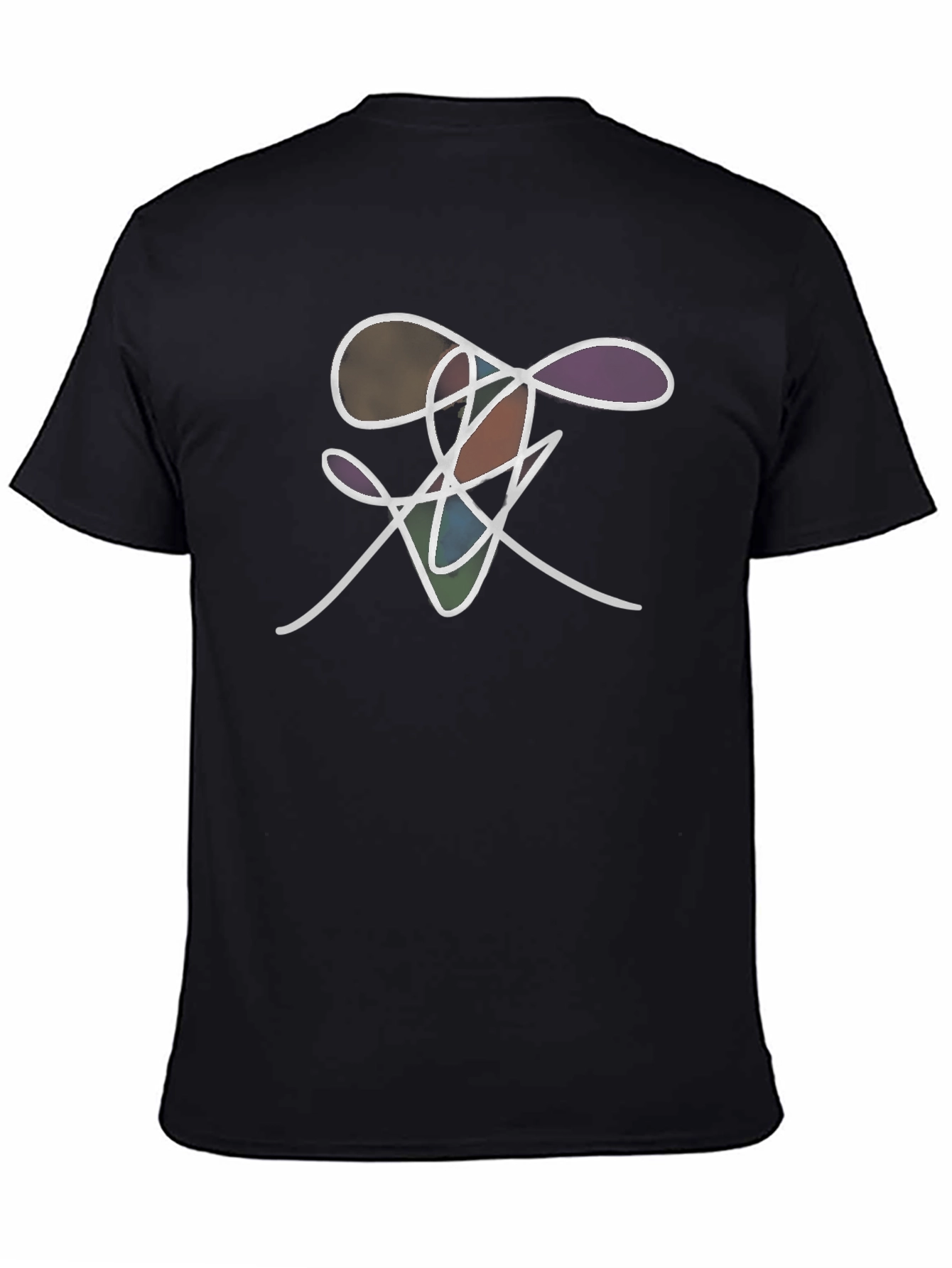 Black Abstract Line Art Graphic Tee - Stylish Black T-Shirt view 4