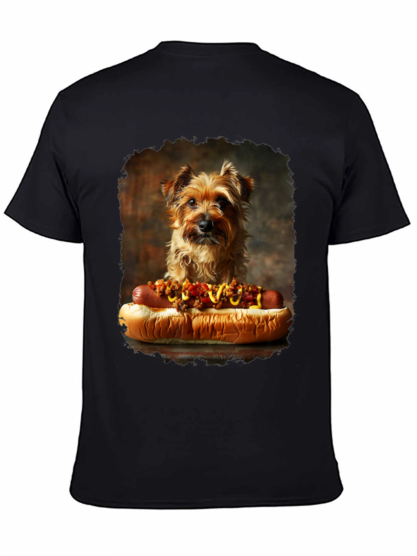 Black Dog & Hotdog Graphic Tee - Novelty T-Shirt view 4