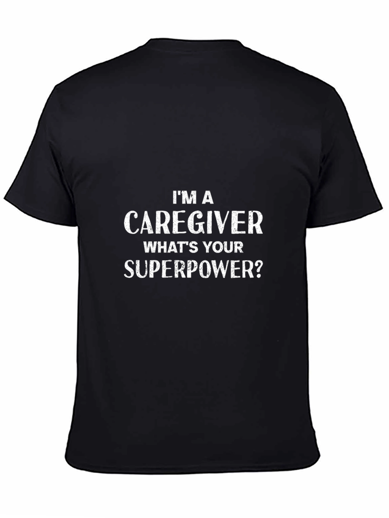 Black Caregiver Superpower T-Shirt - Black Graphic Tee view 4
