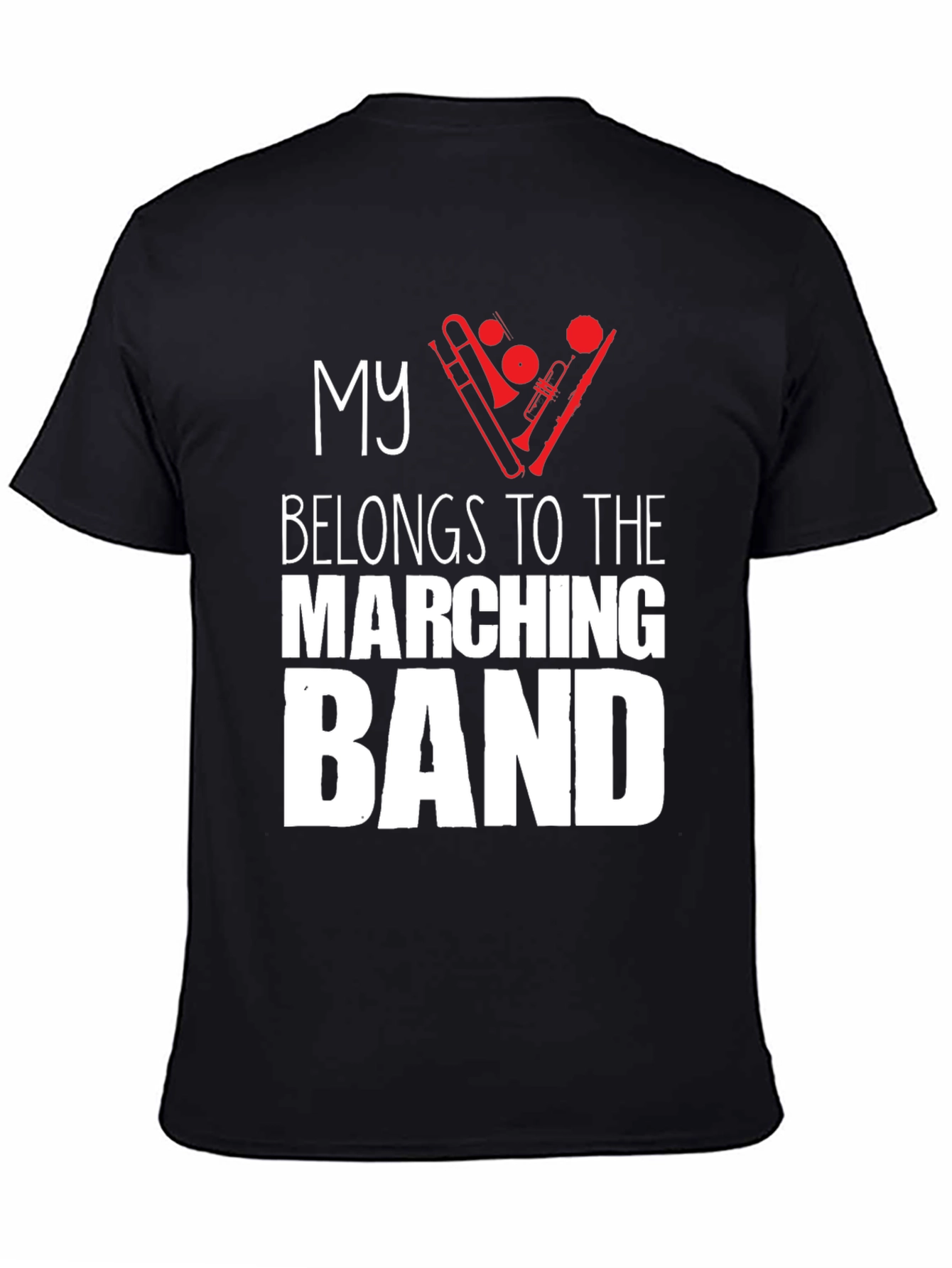 Black Marching Band T-Shirt - Black Music Lover Tee view 4