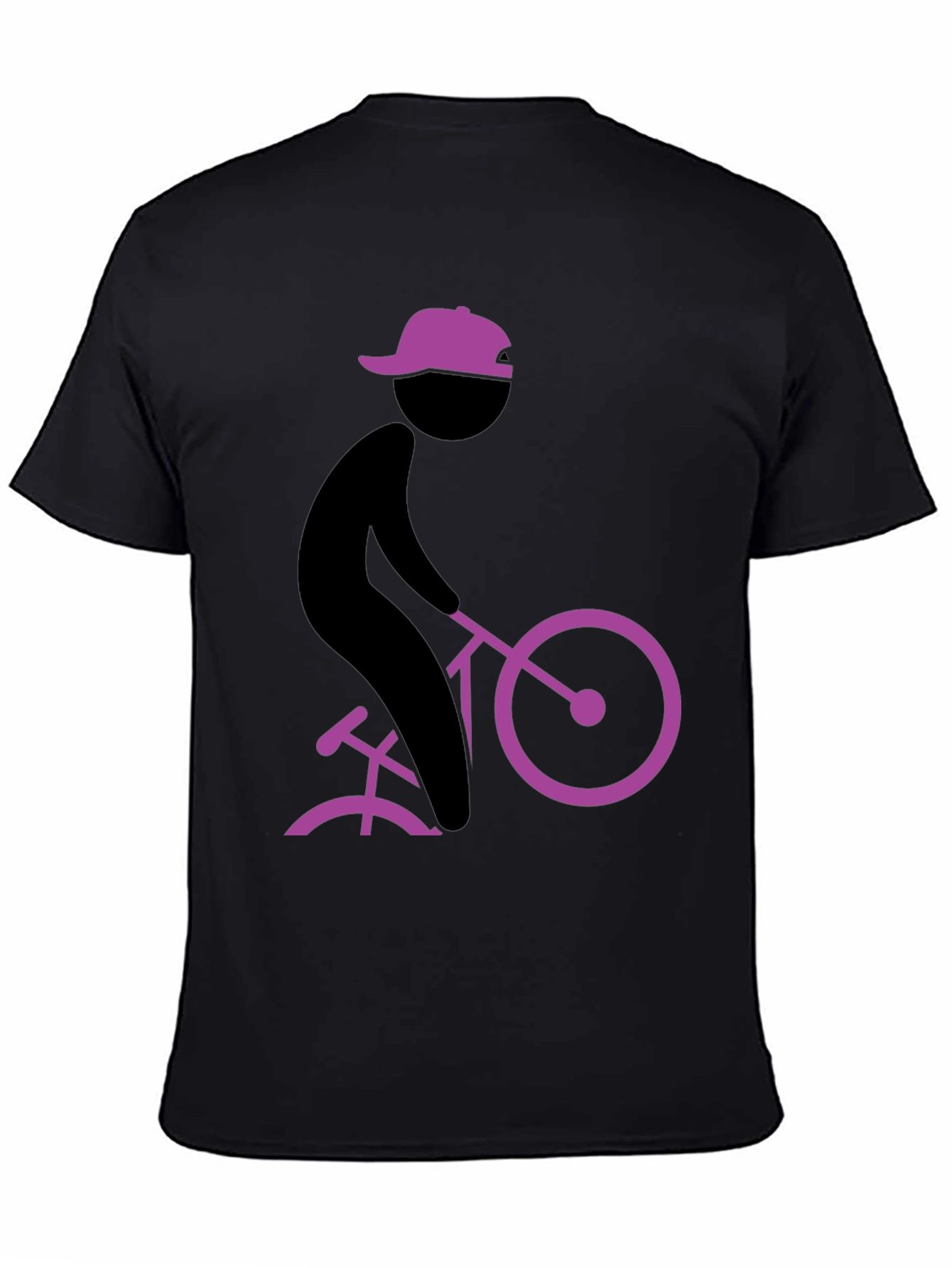 Black Cool Black T-Shirt with Cyclist Graphic view 4