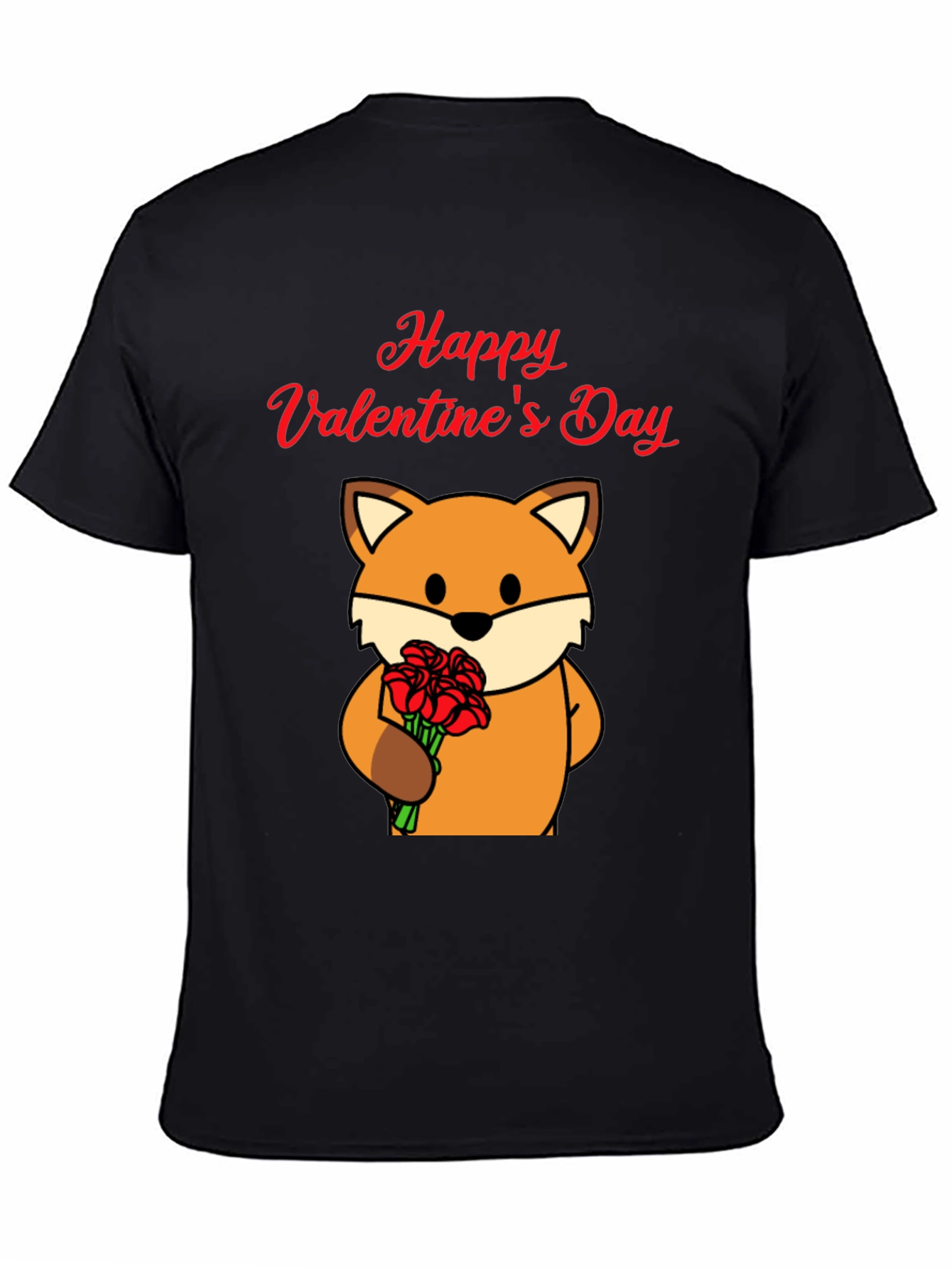 Black Happy Valentine's Day Fox Graphic Tee view 4