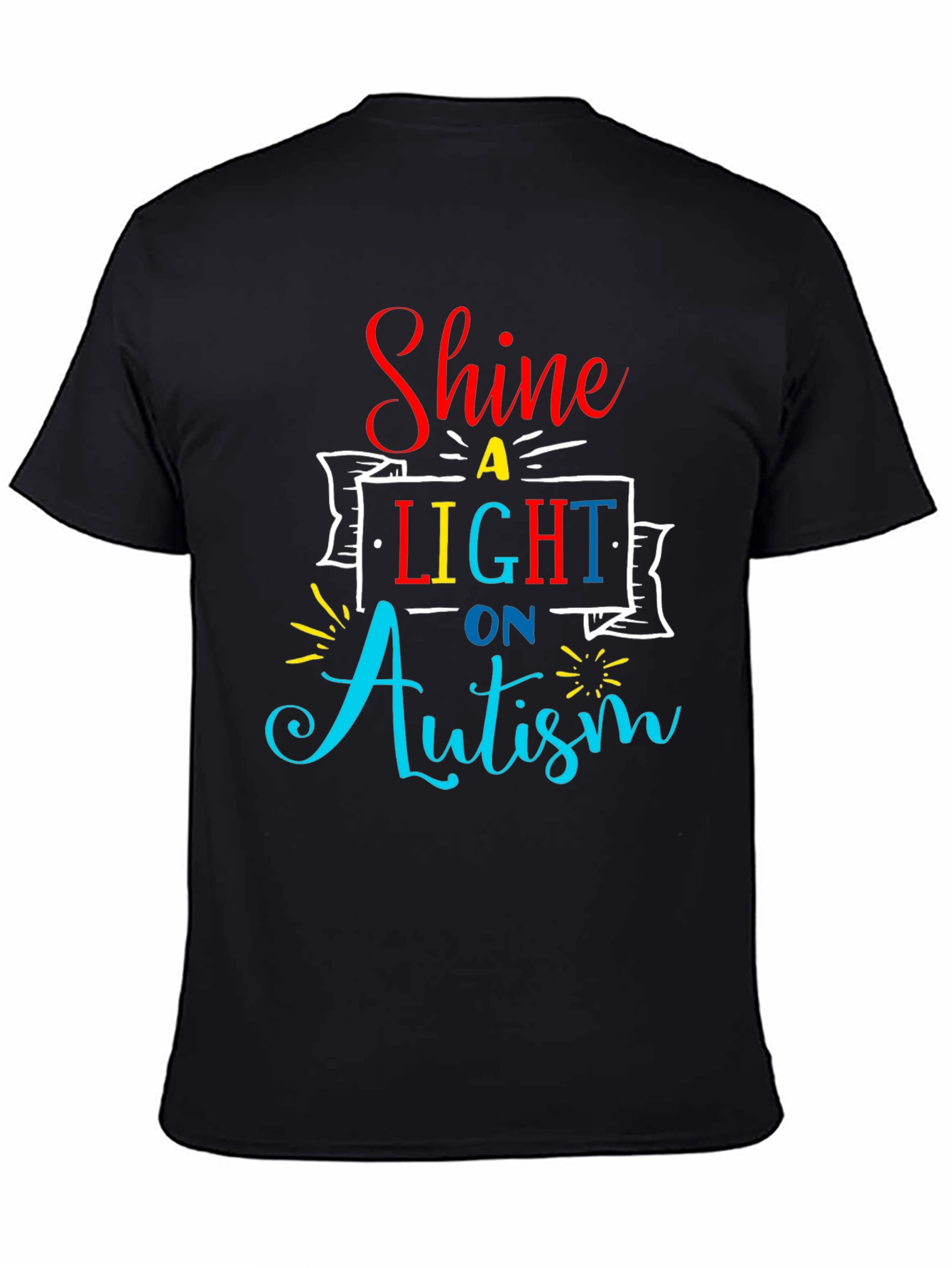 Black Autism Awareness T-Shirt Shine a Light view 4