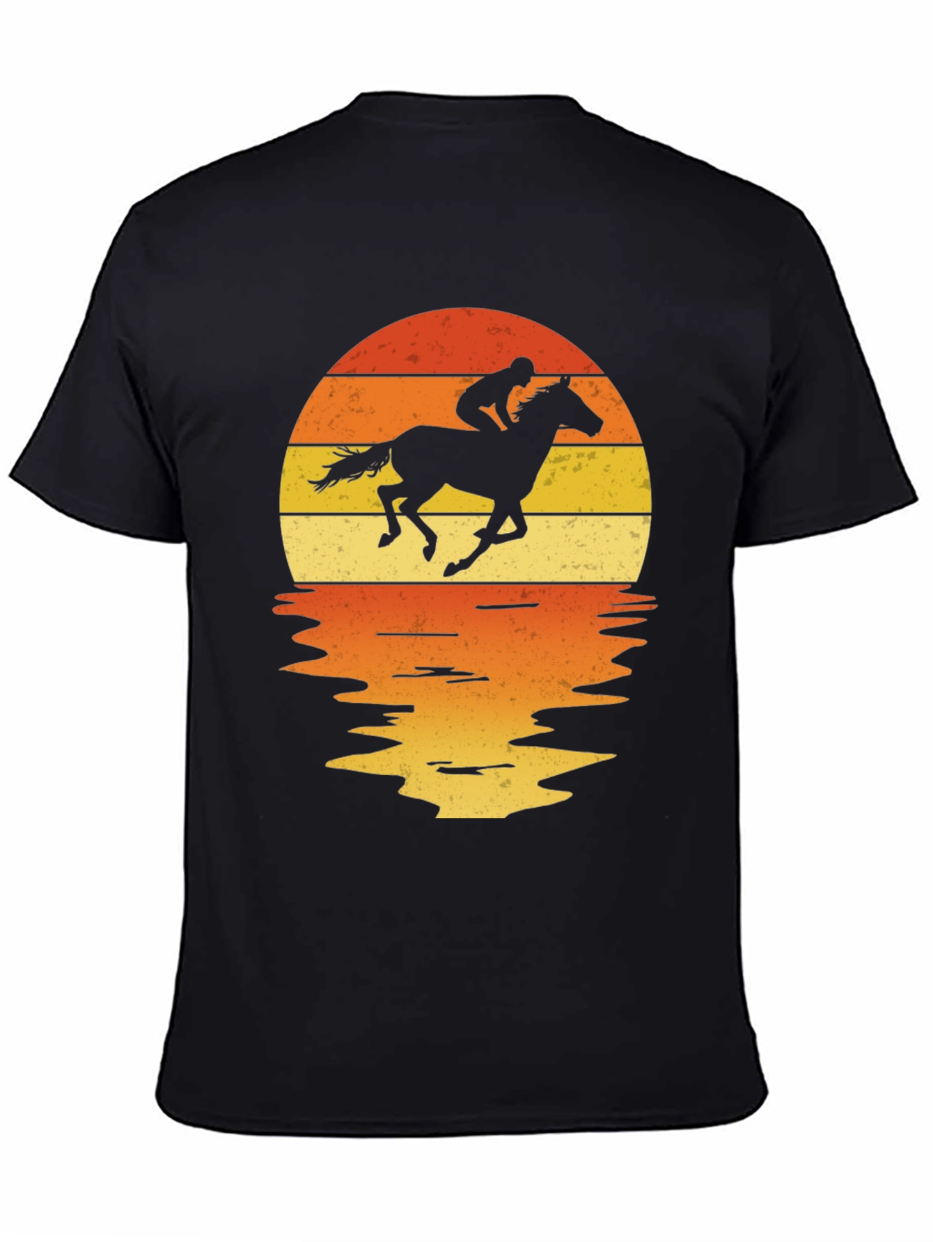 Black Horse Rider Sunset Graphic Tee view 4