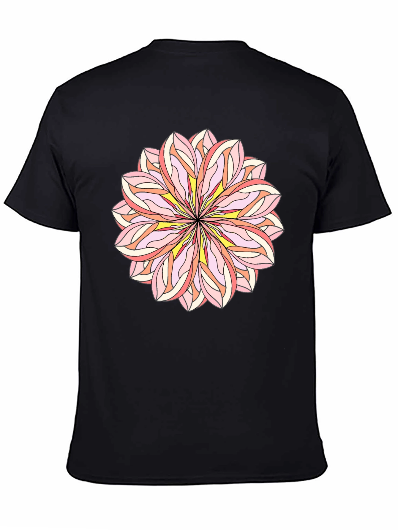 Black Floral Mandala Graphic Tee - Stylish Black T-Shirt view 4