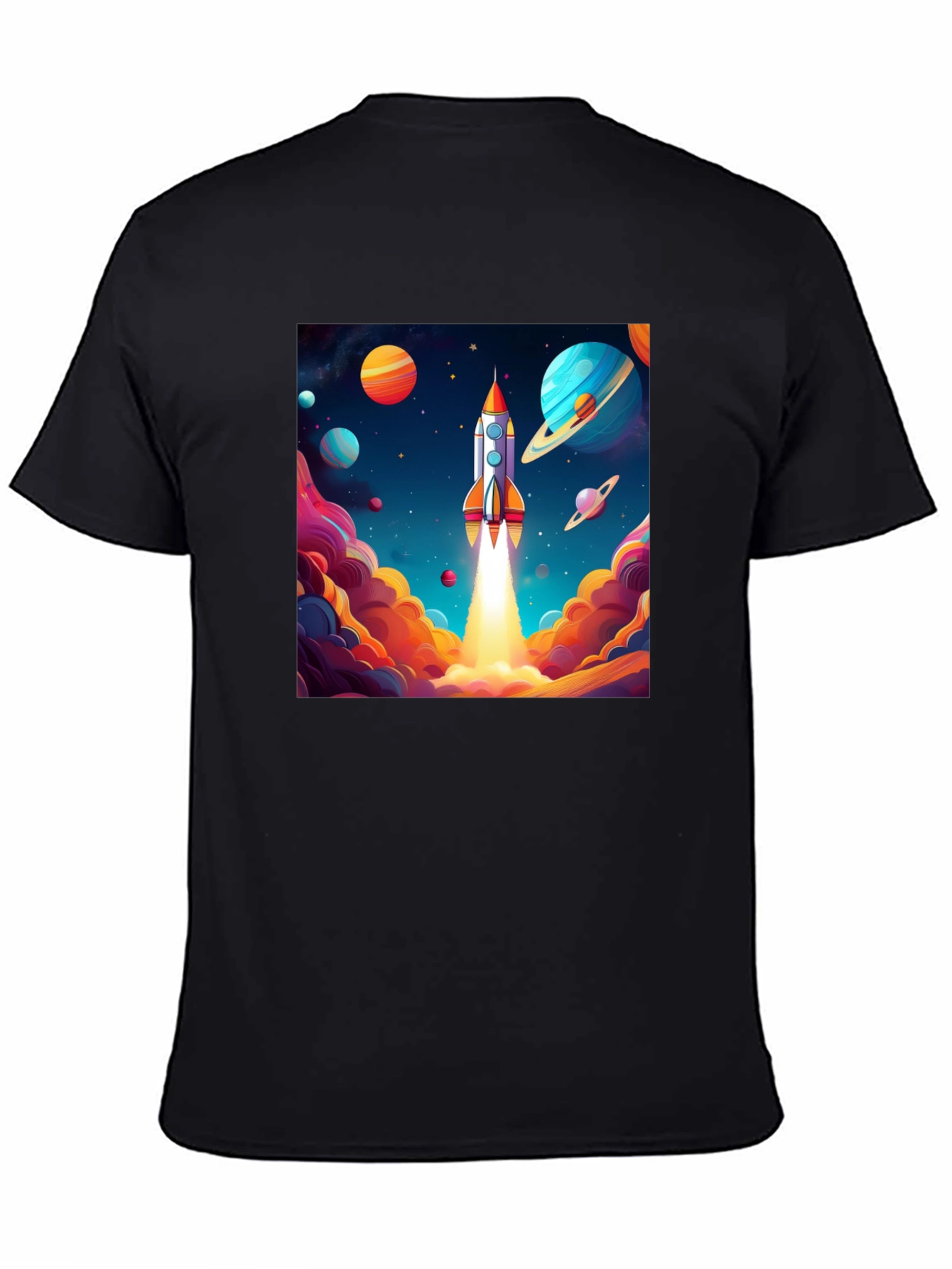 Black Rocket Launch T-Shirt - Space Adventure Design view 4