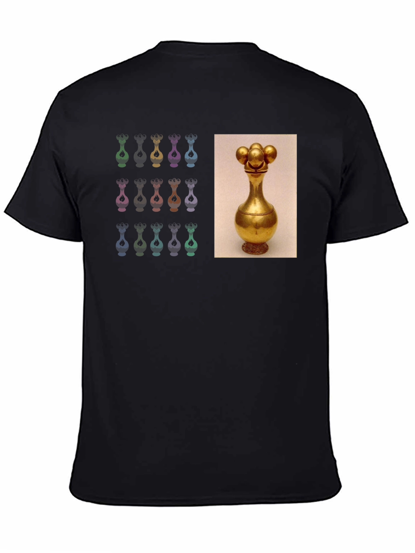Black Unique Graphic Tee - Golden Vessel Design view 4